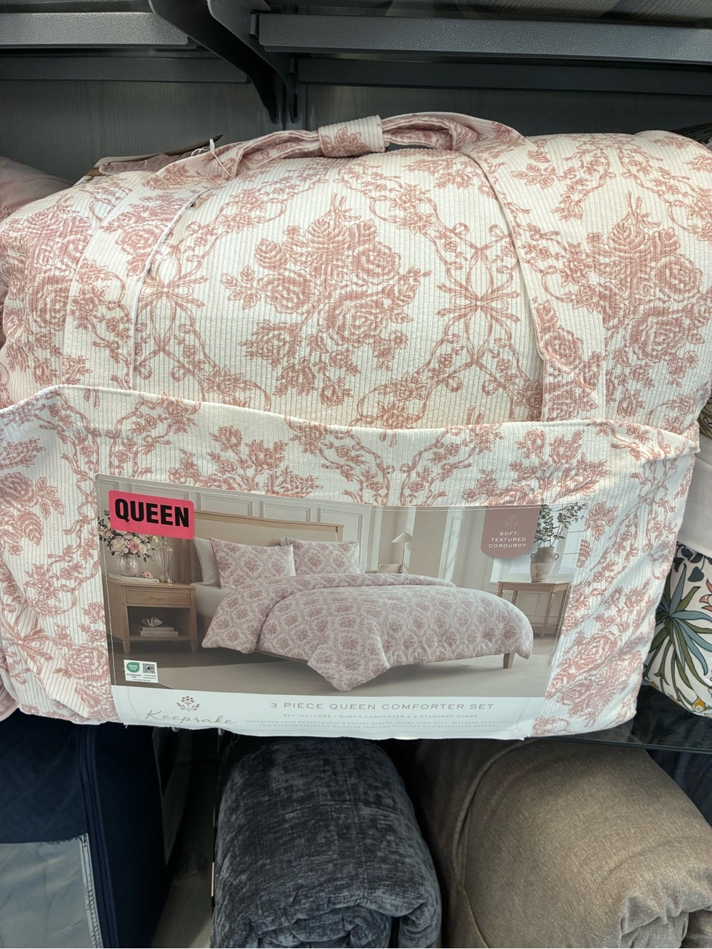 Queen Comforter Set - Soft Pink Floral Design